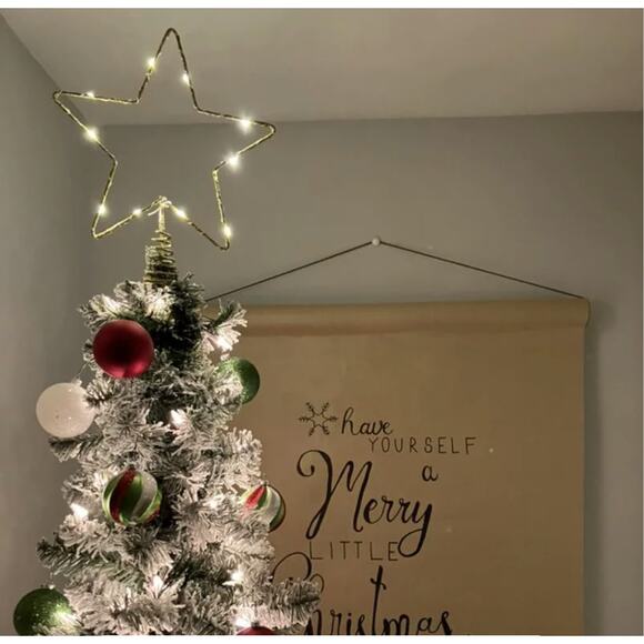 Lit Dewdrop Glitter Gold Metal Open Star Christmas Tree Topper 10" LED Lights Up - Picture 14 of 15